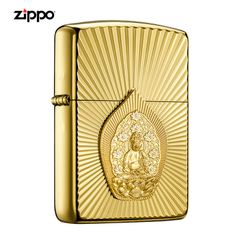 Zippo Armor Mạ Vàng Ốp Emblem Tượng Phật Phát Quang ZN35