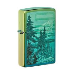 Zippo Mạ Chrome Xanh Bóng In Chủ Đề Thiên Nhiên Hoang Dã Z396