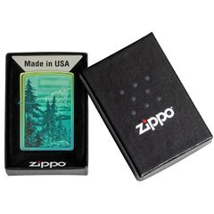 Zippo Mạ Chrome Xanh Bóng In Chủ Đề Thiên Nhiên Hoang Dã Z396