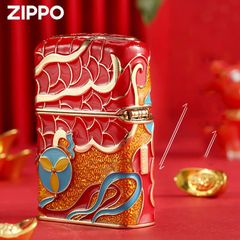 Zippo Vỏ Dày Chủ Đề Múa Lân Sư Rồng Cầu Tài Lộc ZN72