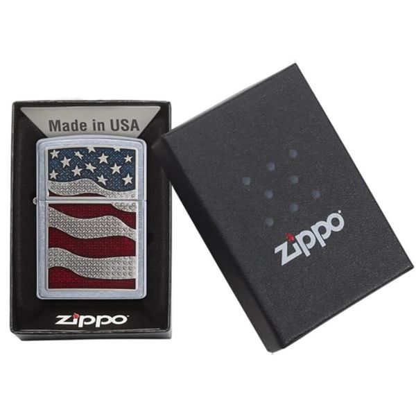 Zippo Emblem Quốc Kỳ Mỹ Diamond Plate Flag Z122