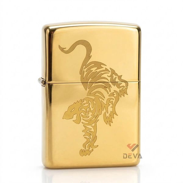 Zippo Vàng Khắc Hình Hổ Cách Điệu ZK59
