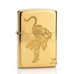 Zippo Vàng Khắc Hình Hổ Cách Điệu ZK59