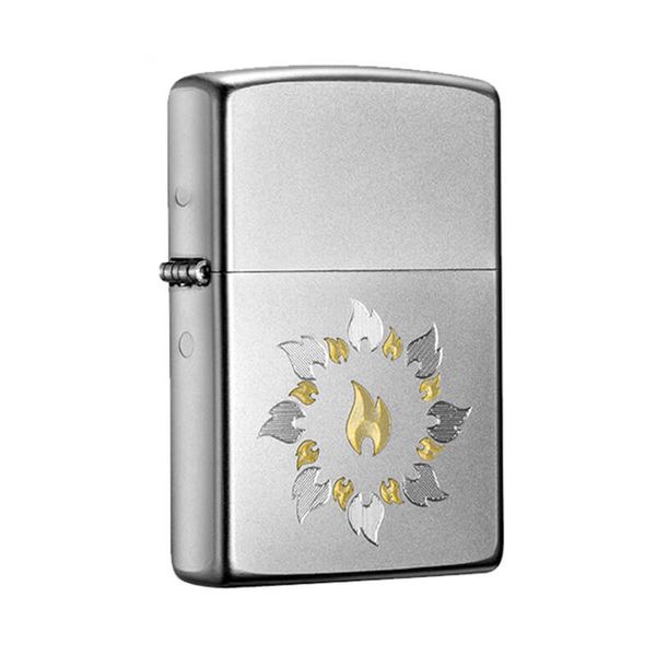 Zippo Mạ Satin Khắc Vòng Tròn Lửa Z47