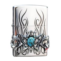 Zippo hoa văn cổ ốp Lam Ngọc 2 mặt ZN315