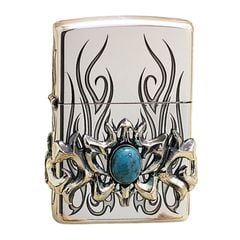 Zippo hoa văn cổ ốp Lam Ngọc 2 mặt ZN315