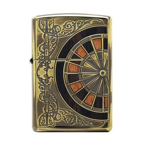 Bật lửa zippo hình bàn quay Roulette ốp gỗ Z25