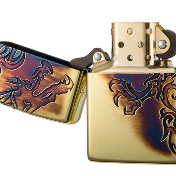 Zippo Đồng Hun Khói Khắc Chìm Rồng Lửa ZN40
