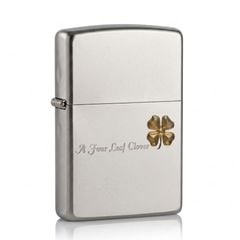 Zippo Satin Khắc Nổi Cỏ 4 Lá ZK81