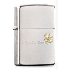 Zippo Satin Khắc Nổi Cỏ 4 Lá ZK81