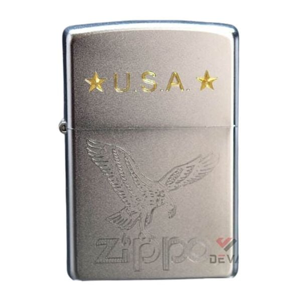 Zippo Mạ Satin Khắc Hình Đại Bàng Mỹ ZK63