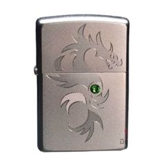 Zippo Satin Khắc Rồng Thần Đính Đá ZN70