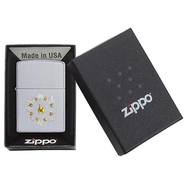 Zippo Mạ Satin Khắc Vòng Tròn Lửa Z47