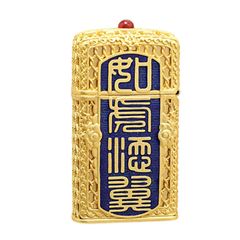 Zippo Slim Bọc Lưới Vàng Ốp Hình Mãnh Hổ Tung Cánh ZN171