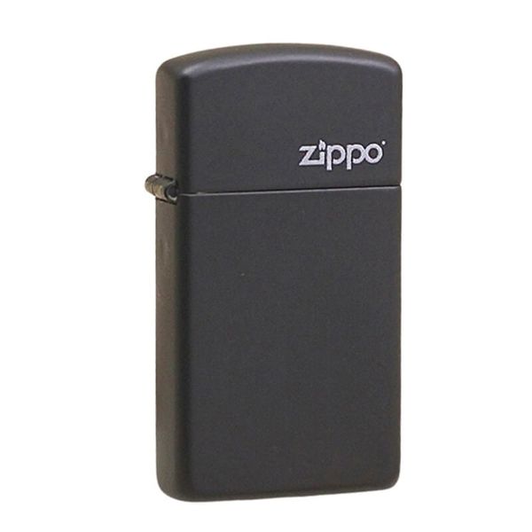 Zippo Slim Sơn Đen Mờ In Logo Hãng ZT15