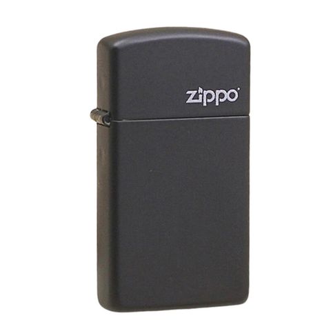 Zippo Slim Sơn Đen Mờ In Logo Hãng ZT15