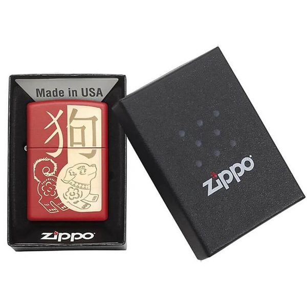 Zippo Sơn Đỏ Chủ Đề Con Giáp Tuất - Chó Year Of The Dog Z06