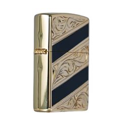 Zippo Sơn Mài Hoa Văn Mạ Vàng Kẻ Chéo ZN67