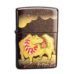 Zippo Sơn Mài In Chủ Đề Trâu Vàng ZN368