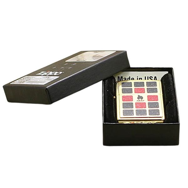 Zippo Dán Emblem Ô Vuông Sơn Nhũ ZN205