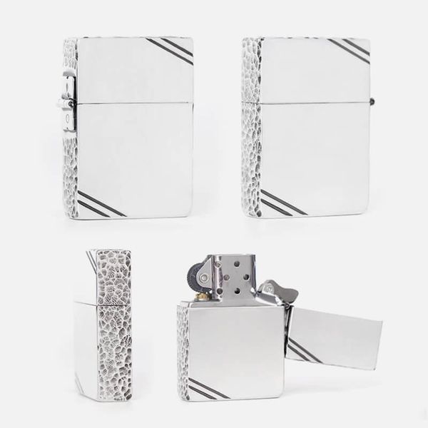 Zippo tái bản 1935 chặt góc cạnh hoa văn gõ búa ZN309