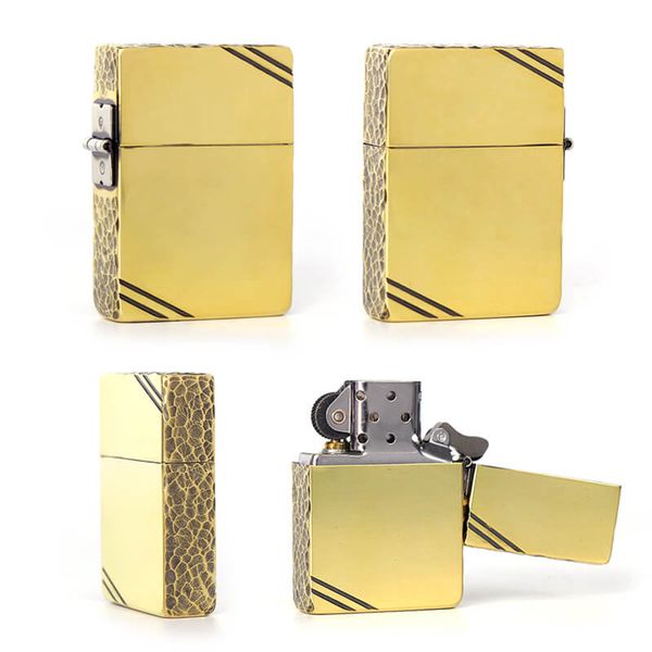 Zippo tái bản 1935 chặt góc cạnh hoa văn gõ búa ZN309