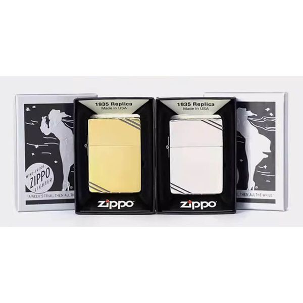 Zippo tái bản 1935 chặt góc cạnh hoa văn gõ búa ZN309