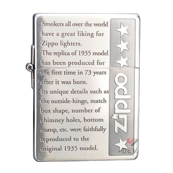 Zippo tái bản 1935 mạ bạc chữ nổi Z213