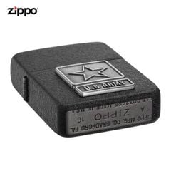 Zippo Tái bản 1941 Sơn Đen Sần Ốp Logo US Army Z211