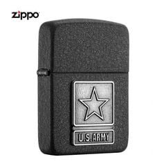 Zippo Tái bản 1941 Sơn Đen Sần Ốp Logo US Army Z211