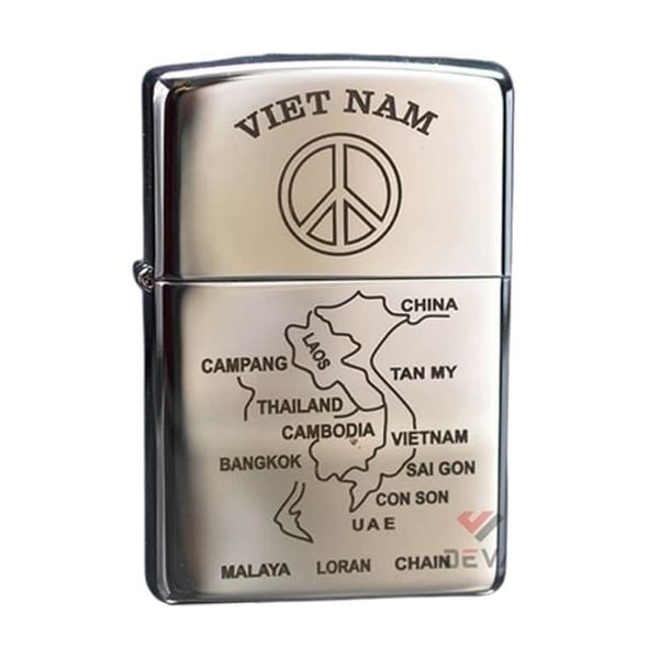 Zippo Mẫu Lính Mỹ Khắc Tay Bản Đồ Việt Nam ZK56