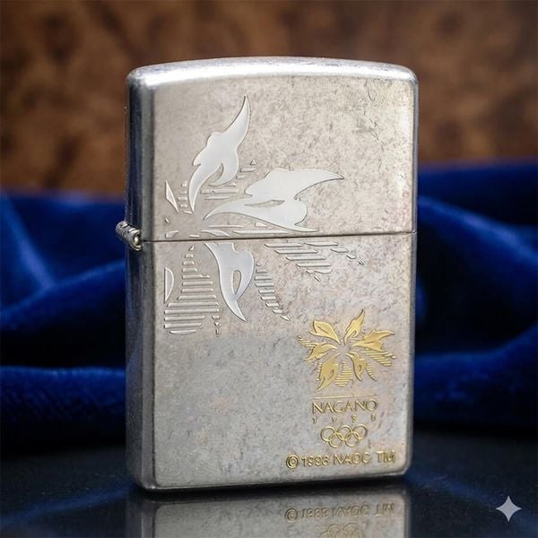 Zippo 1997 Kỷ Niệm Nagano Winter Olympics 1998 Bản Bạc Bụi C35
