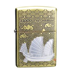 Zippo hoa văn chìm ốp Emblem Thuyền Buồm Cổ ZN312