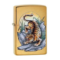 Zippo đồng xước in hình Mãnh Hổ Săn Mồi Z370