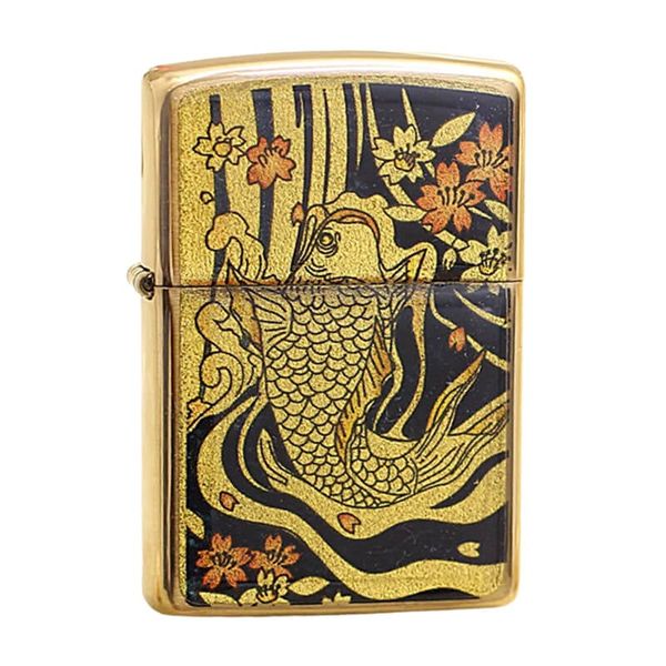 Zippo Gắn Tranh Ukiyo-e Cá Chép Trong Đầm Nước ZN217