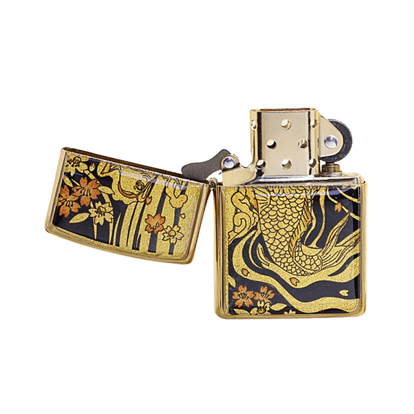 Zippo Gắn Tranh Ukiyo-e Cá Chép Trong Đầm Nước ZN217