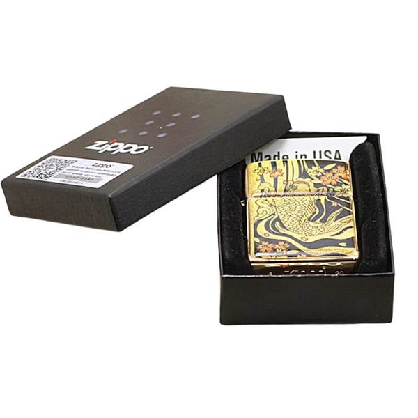 Zippo Gắn Tranh Ukiyo-e Cá Chép Trong Đầm Nước ZN217