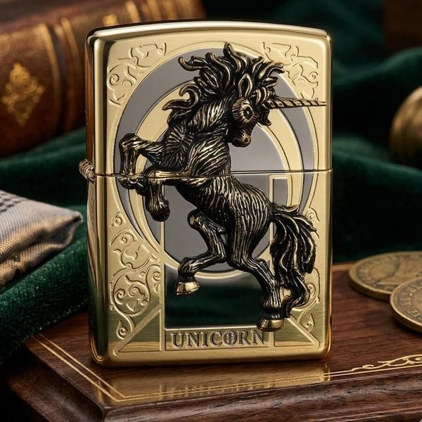 Zippo Hình Ngựa Unicorn Gold - Biểu Tượng May Mắn & Quyền Năng Z38