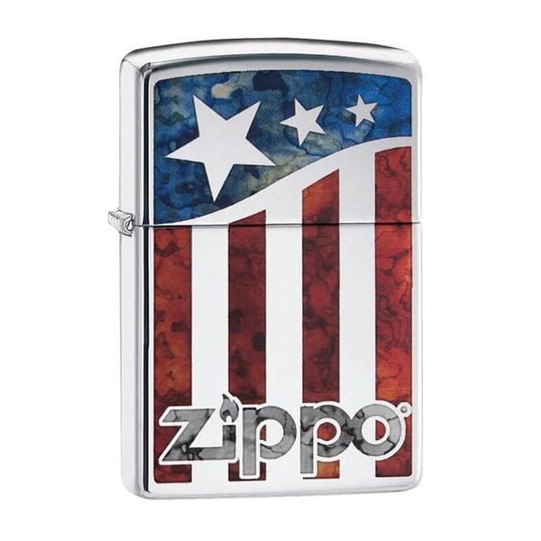 Zippo Hình Mẫu Logo Zippo Kết Hợp Cờ Mỹ Zippo US Flag Z217