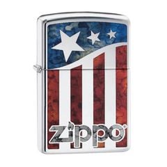 Zippo Hình Mẫu Logo Zippo Kết Hợp Cờ Mỹ Zippo US Flag Z217