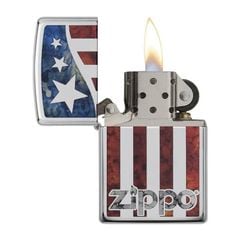 Zippo Hình Mẫu Logo Zippo Kết Hợp Cờ Mỹ Zippo US Flag Z217
