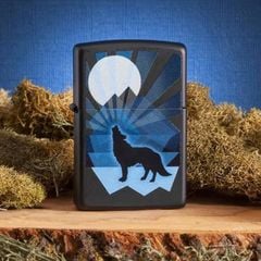 Zippo Sơn Chủ Đề Chó Sói Và Mặt Trăng Wolf AND Moon Design Z10