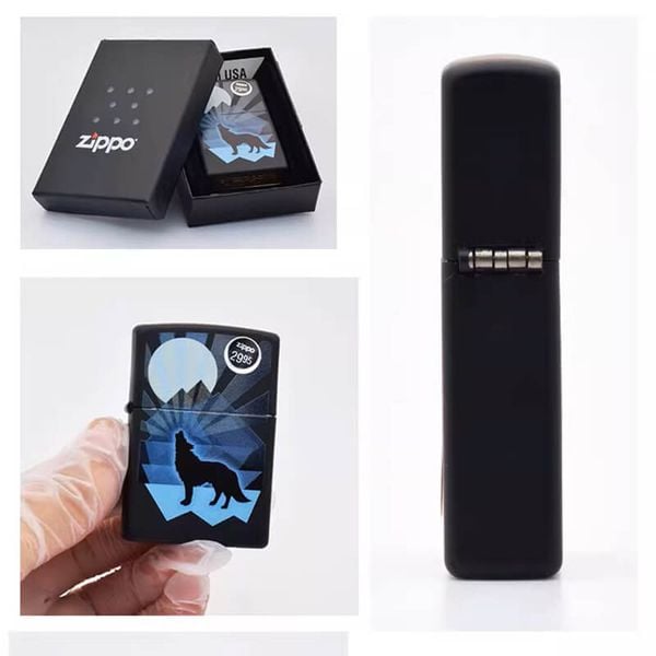 Zippo Sơn Chủ Đề Chó Sói Và Mặt Trăng Wolf AND Moon Design Z10