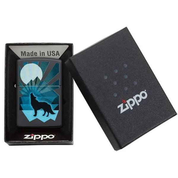 Zippo Sơn Chủ Đề Chó Sói Và Mặt Trăng Wolf AND Moon Design Z10
