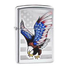 Zippo mạ Chrome hình Lá Cờ và Biểu Tượng Đại Bàng Mỹ Z372