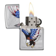 Zippo mạ Chrome hình Lá Cờ và Biểu Tượng Đại Bàng Mỹ Z372