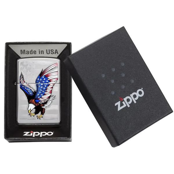 Zippo mạ Chrome hình Lá Cờ và Biểu Tượng Đại Bàng Mỹ Z372