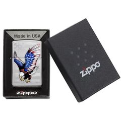 Zippo mạ Chrome hình Lá Cờ và Biểu Tượng Đại Bàng Mỹ Z372