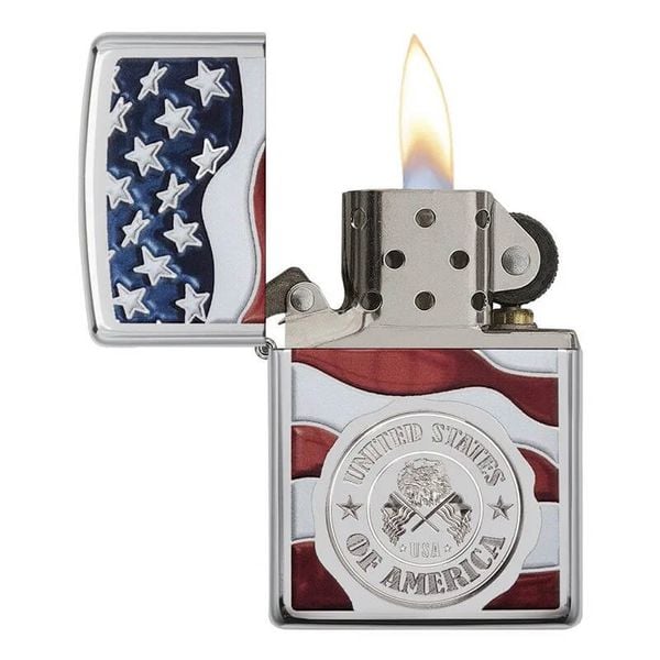 Zippo Sơn Con Tem Cờ Mỹ America Stamp On Flag Z146