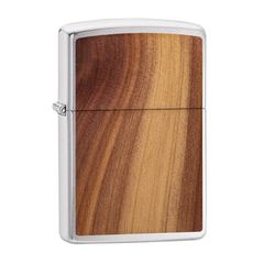 Zippo Mỹ chính hãng mạ chrome ốp  gỗ Tuyết Tùng Z282